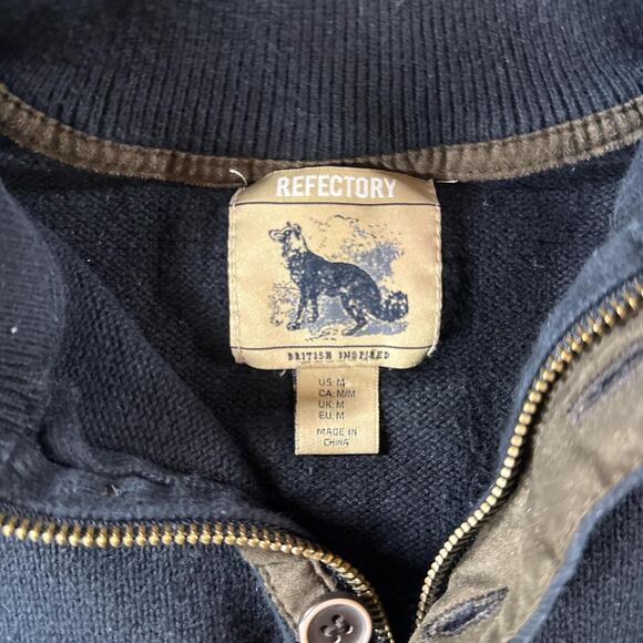 Refectory Men's Black Sweater quarter zip wit buttons M - Picture 3 of 5